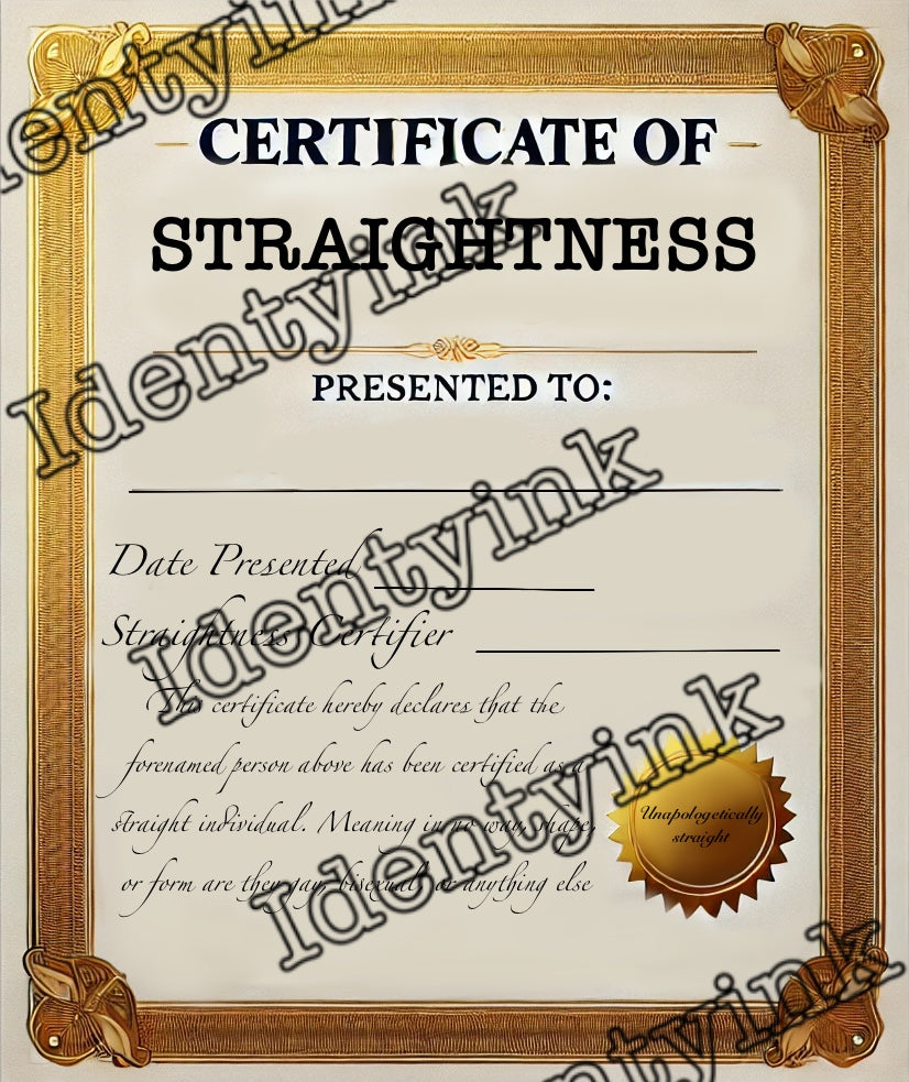 Straightness Certificate Framed